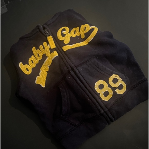 Vintage Baby Gap Hoodie. Navy Blue with Gold Lettering. Infants 12-18 months. - Picture 9 of 10